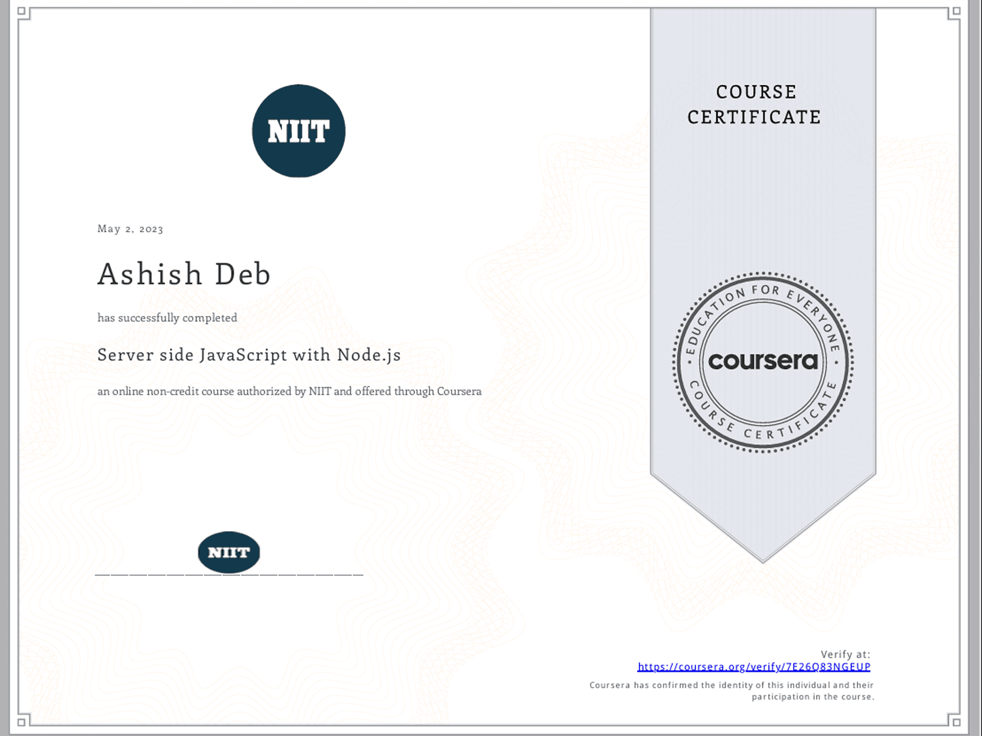 Certificate 1